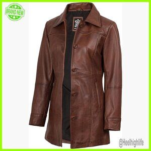 Real Lambskin Leather Coat Women Aviator Style Loose Fit Long Sleeve